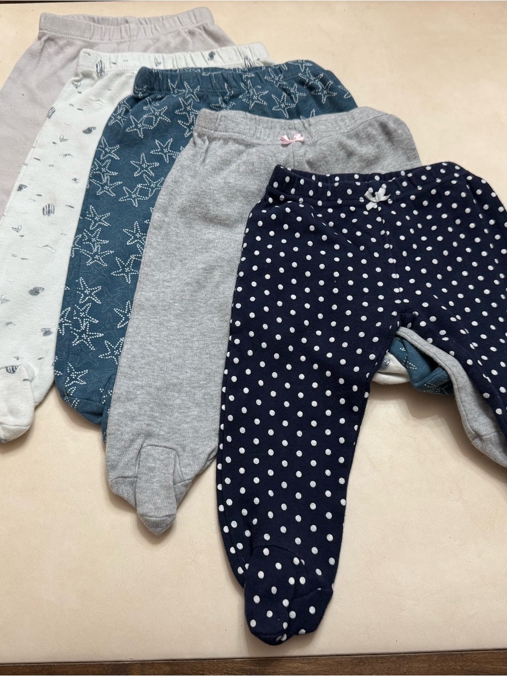 Kids Polka Dot Navy Footed Leggings - Navy